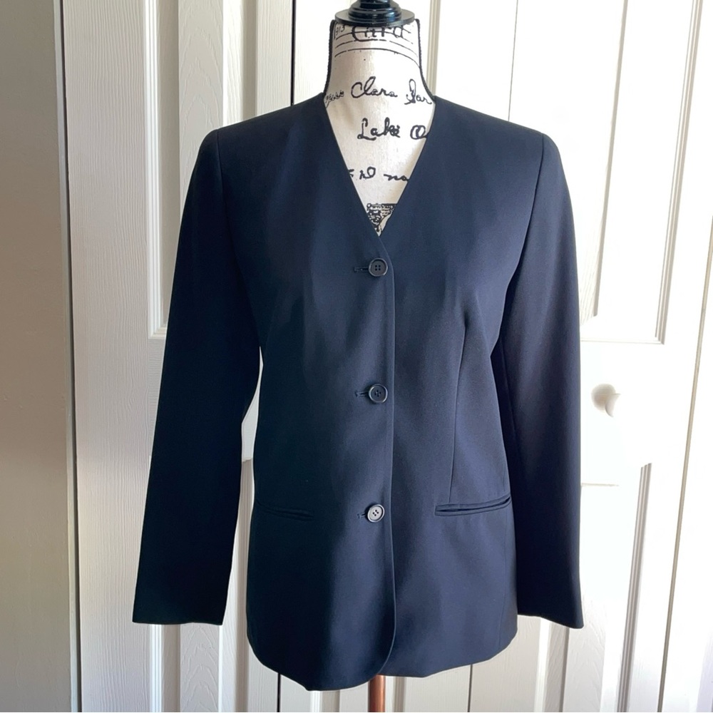 Talbots Petites women's black polyester three button blazer size 2P Vintage